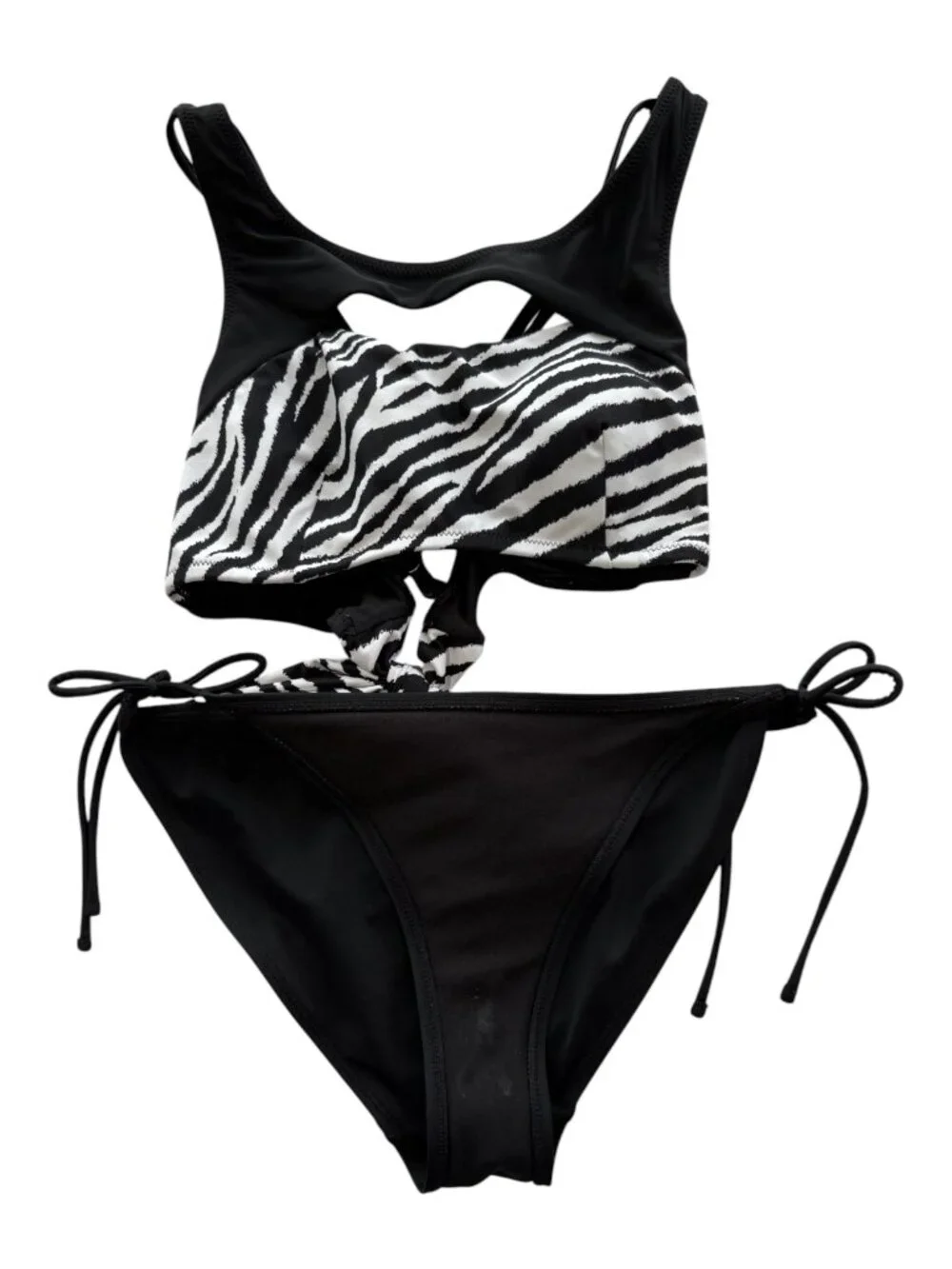 No Boundaries Zebra Print Black Bikini 2-Pc Set - Size M (1704-10)
